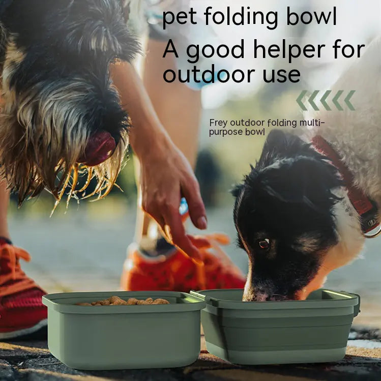 Double-Layer Outdoor Folding Dog Water Bowl