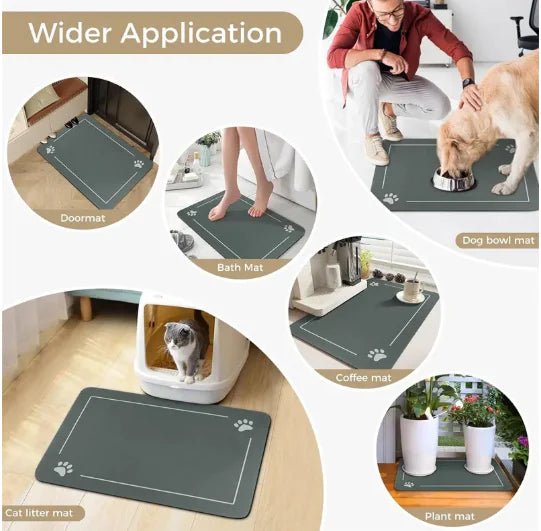 Quick-Dry Diatomite Pet Mat - Splash Resistant