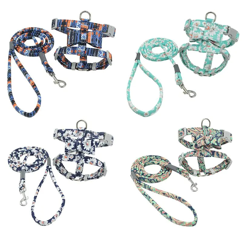 Floral Cat Harness & Secure Leash Set