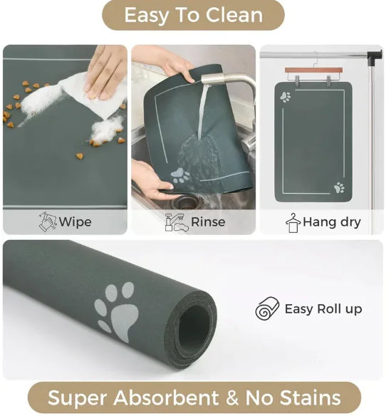 Quick-Dry Diatomite Pet Mat - Splash Resistant