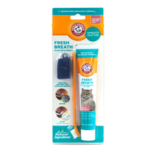 Arm & Hammer Cat Dental Kit - Toothbrush Toothpaste and Oral Care for Kittens with Tuna and Fresh Mint Flavors